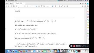 MAP2302 Verifying a Solution Example 1