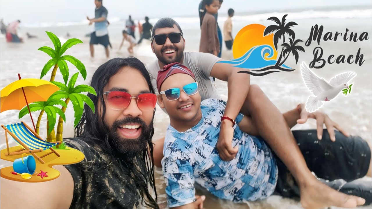नहाते नहाते सुबह से शाम हो गई | Marina Beach Chennai ⛱️ | Saheb Goutam 