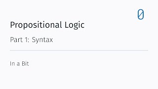 Syntax of Propositional Logic