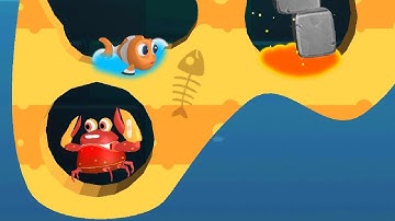 Dig the way of the fish and avoid the crab / Pull the Pin #minigames #savefish #savethefish