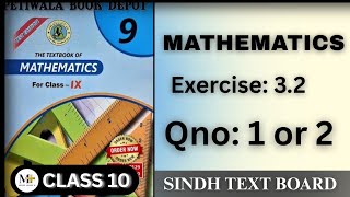 Class 9 Maths Ex: 3.2 Q/1 or 2 Solution. #sindhboard #class10maths 