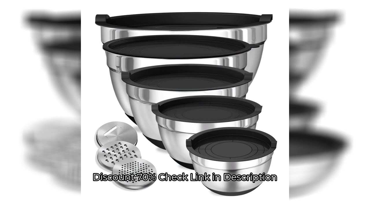 8pcs Mixing Bowls with Airtight Lids Stainless Steel Mixing Bowl Set, Attachments  Bottoms, Black Ki