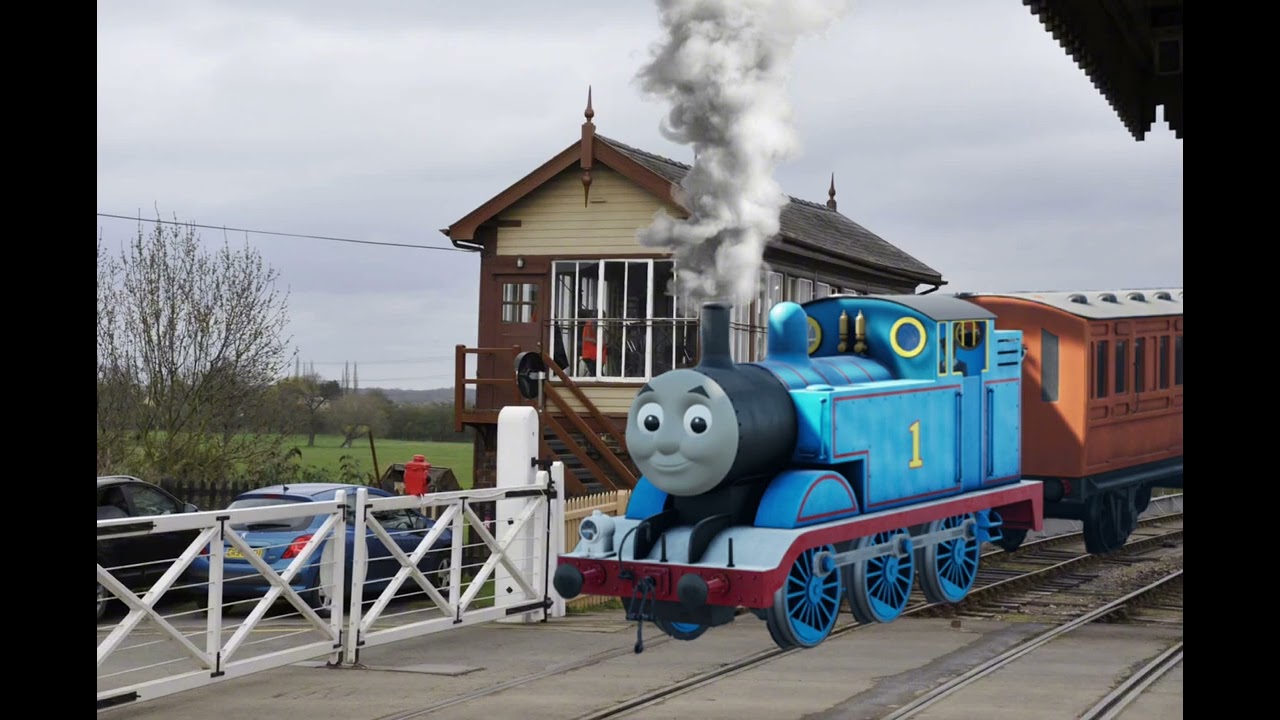 Thomas, Annie and Clarabel Arriving at the Nene Valley Railway 