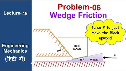problem of wedge friction, force to move the block up #problem06 #lecture 46 #engineering mechanics