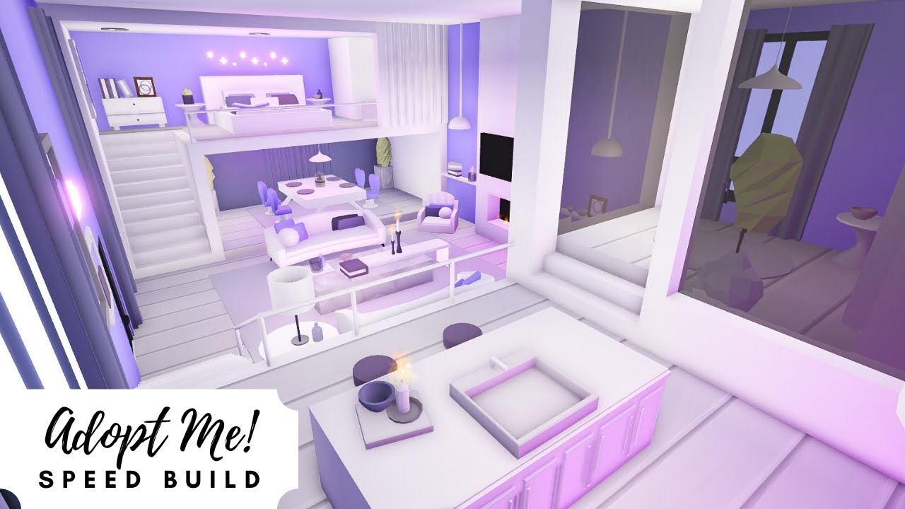 Cute Lilac Themed Loft Speed Build 💜 Roblox Adopt Me! 