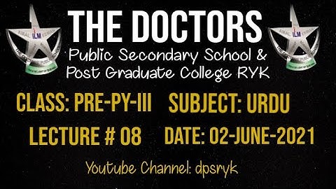 Class Pre-Py-3 Urdu Lecture # 8 [02-June-2021] dpsryk