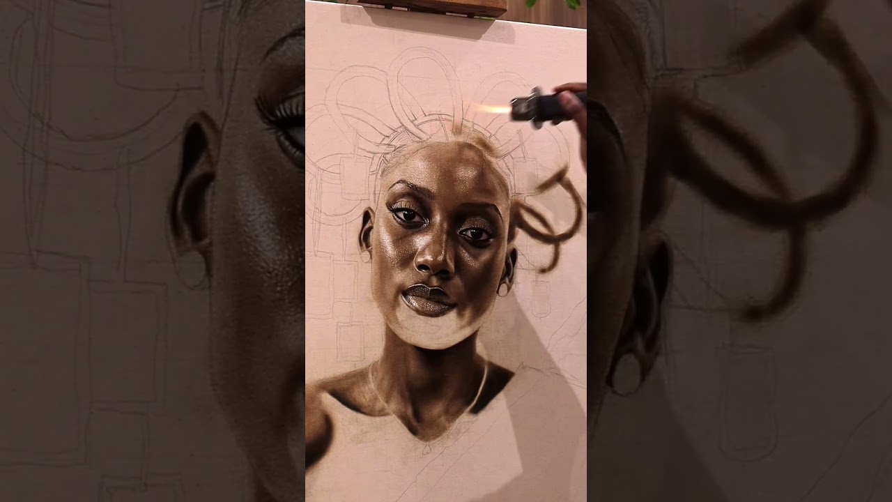 Fire Art Process On Canvas. 