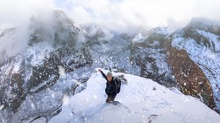 Climbing Angels Landing in a Snowstorm Climbing Angels Landing in a Snowstorm