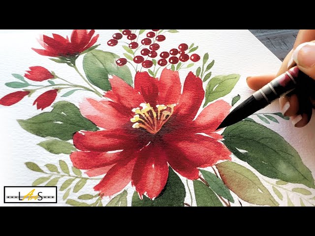The BEST Free-Flowing Christmas Blossoms! Watercolor Flower