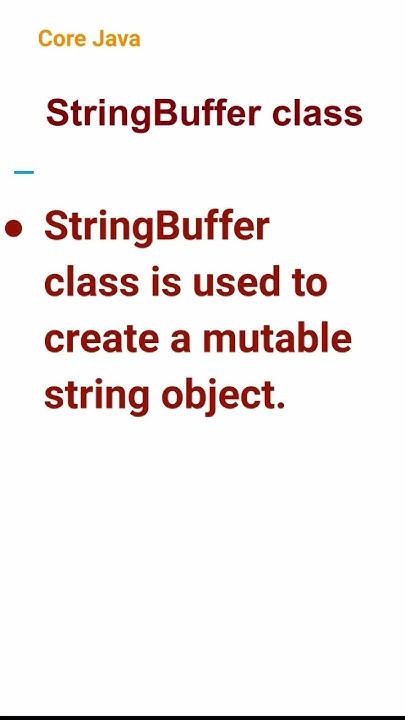 String Buffer Class (28) #corejava - YouTube