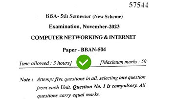 Mdu BAA 5th Sem  Computer Networking & Internet Question Paper 2023