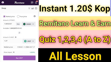 Remitano learn & Earn | Quiz 1,Quiz 2,Quiz 3 | All Lesson | Instant 1.20$ kop | Ramitano All Quiz