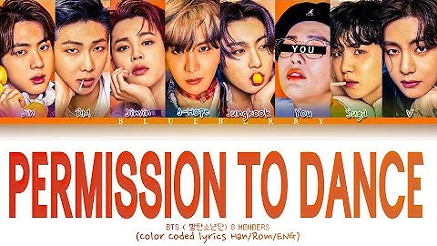 [Karaoke] BTS - Permission to dance - 8 members ver. (Color Coded lyrics Han/Rom/ENG)