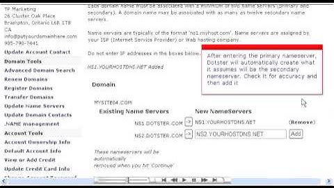 Making DNS changes at Dotster.com