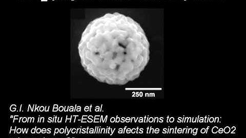 Experimental observation of the first stage of sintering on CeO2 microspheres