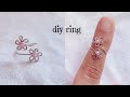 diy ring/how to make simple wire flower ring/wire wrapped adjustable ring/cute toe ring