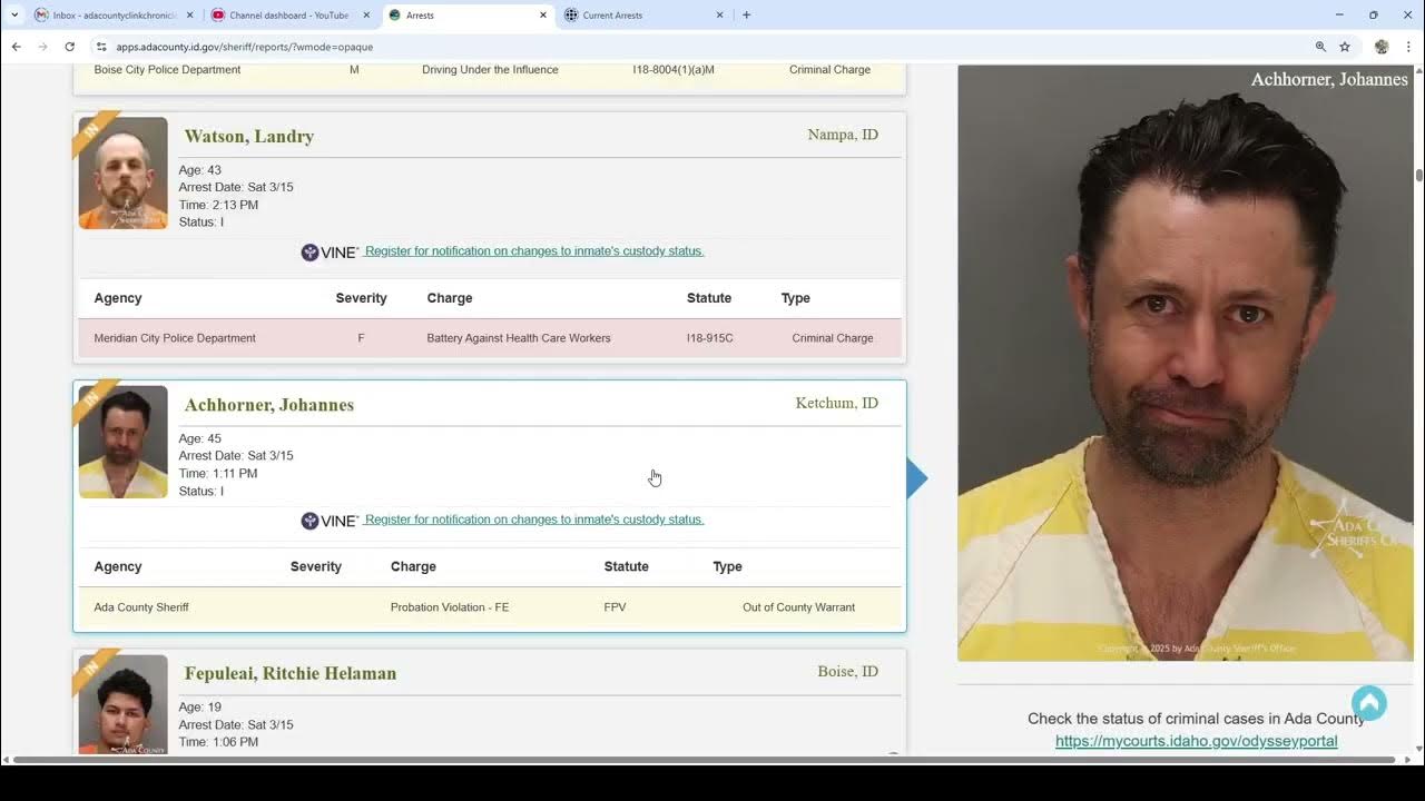Ada County Idaho Arrests March 15 2025 YouTube