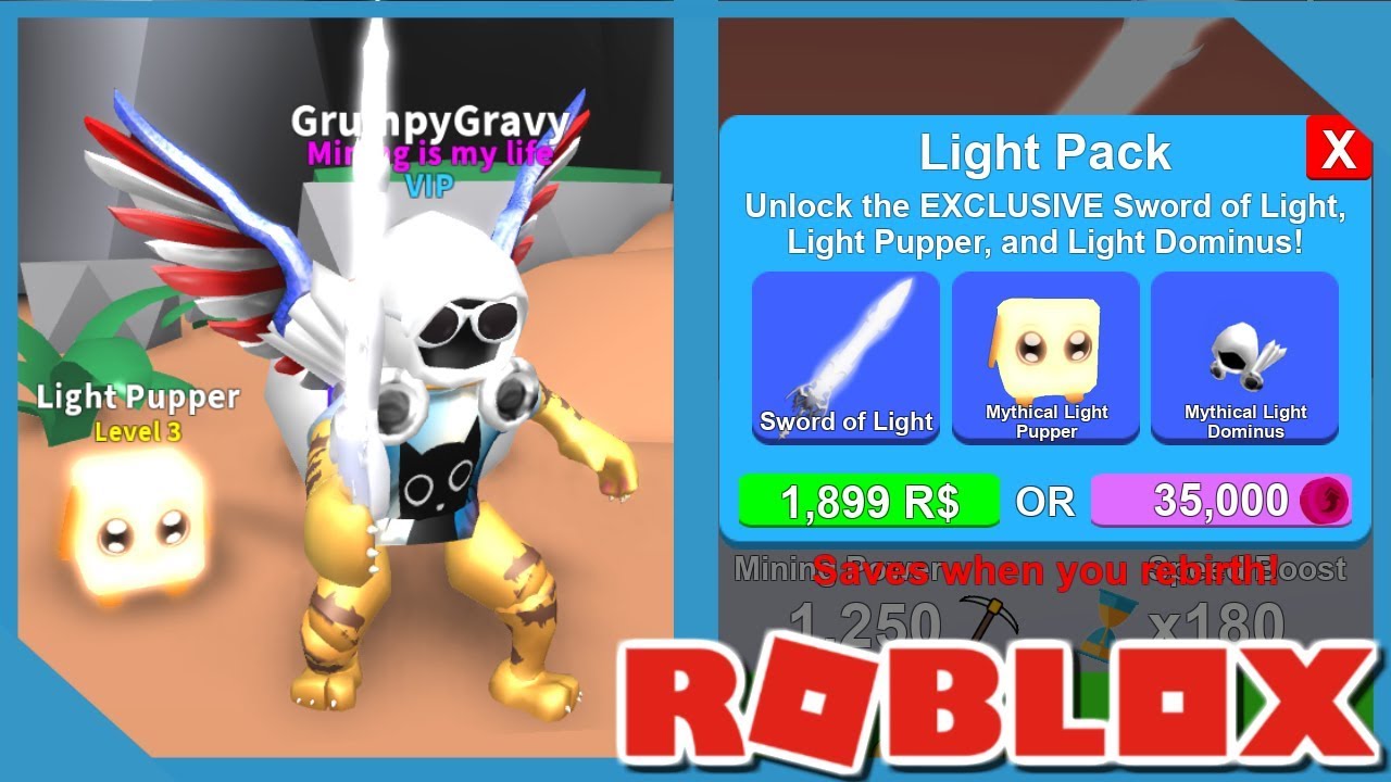 Buying New Light Pack In Roblox Mining Simulator Youtube - roblox mining simulator quartz