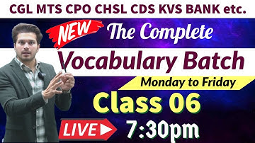 Class 06 The Complete Vocabulary Batch on YouTube by Jaideep Sir|CGL CPO CHSL MTS CDS..for all exams