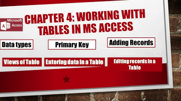 Chapter 4 Working with Tables in MS Access Class 8