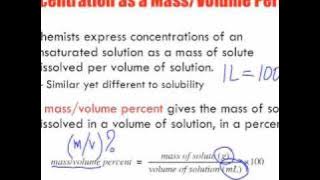 Concentration of Solutions Introduction: Mass/Volume % (m/v)%