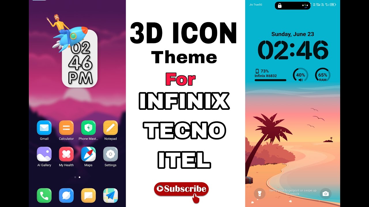3D ICON THEME | New Theme For Infinix , Tecno And Itel | ZTH FILE - YouTube