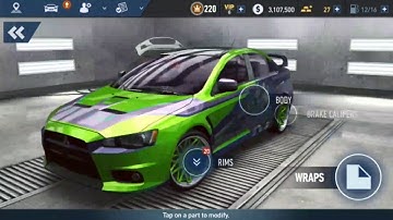 Nfs no limits : Mitsubishi Lancer Evolution X, stage up 6(UGR)