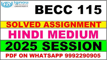 BECC 115 solved assignment 2025 in Hindi || becc 115 solved assignment 2025 || ignou becc115 2025