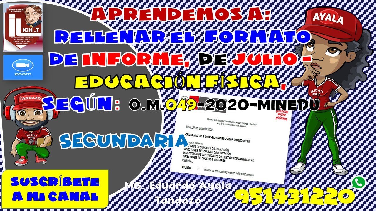 RELLENAR INFORME DE EDUCACIÓN FÍSICA -NIVEL SECUNDARIO-PASO A PASO MES DE  JULIO SEGÚN OM 049-2020 - YouTube