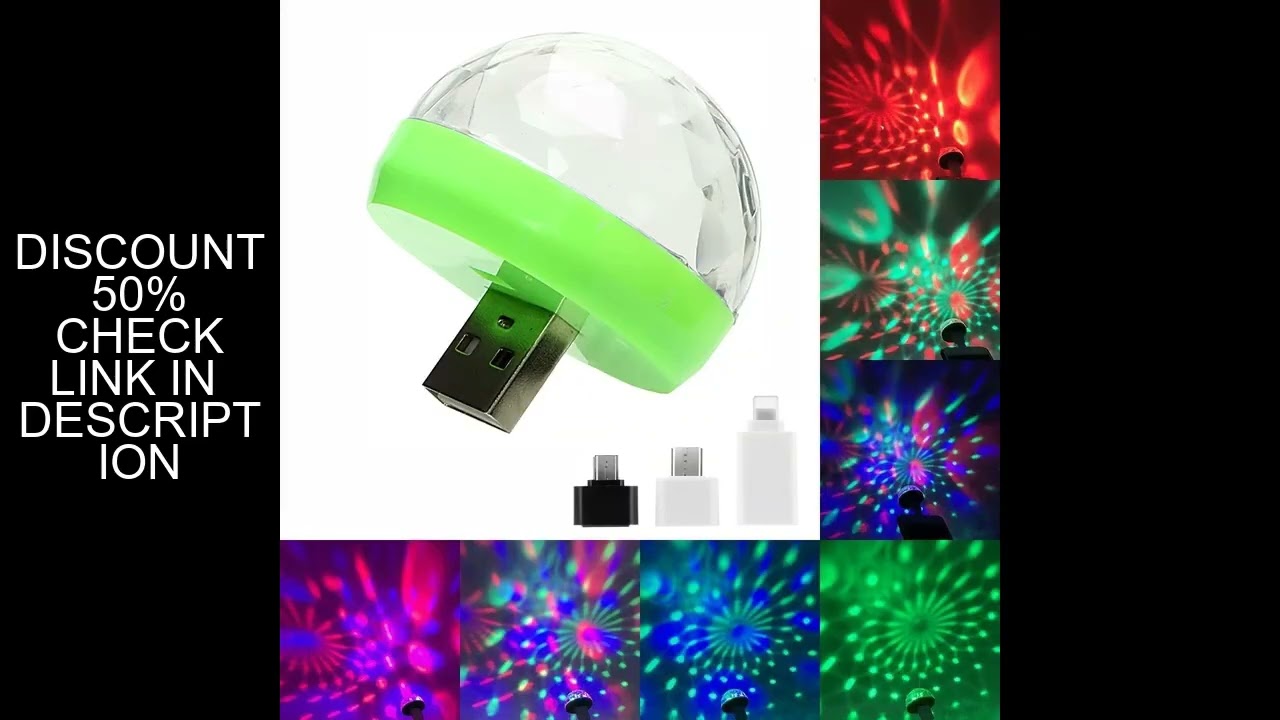 Mini USB LED Car Atmosphere Light RGB Music Sound Control DJ Disco Ball Lamp Home Party USB To Apple