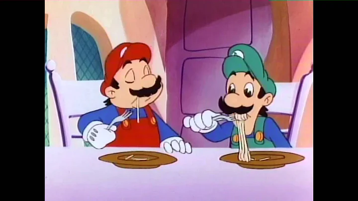 Mario And Luigi Eating A Plate Of Spaghetti