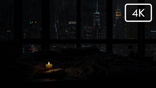 No Ads 😴 Soft Rainy Night NYC Window View🌆Cozy Ambience & Rain Sound for Deep Sleep | Relaxing Rain