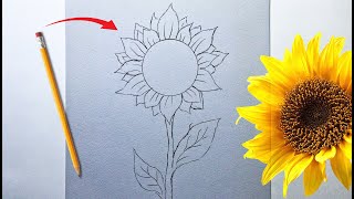 🌻HOW TO DRAW AN EASY SUNFLOWER WITH A PENCIL🌻