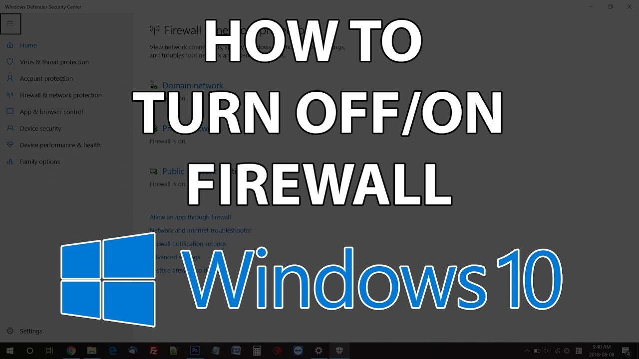 chrysant oog onbetaald How to turn on/off Firewall in Windows 10 - Disable Firewall - YouTube