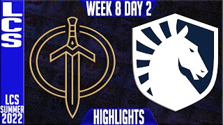 GG vs TL Highlights | LCS Summer 2022 W8D2 | Golden Guardians vs Team Liquid