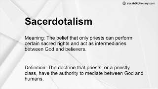 Sacerdotalism Meaning