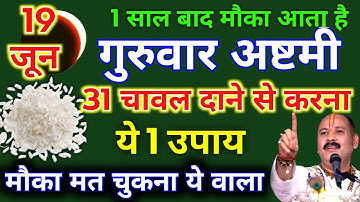 19 जून गुरुवार अष्टमी तिथि को 31 चावल दाने वाला उपाय जरुर करे || Pradeep Ji Mishra