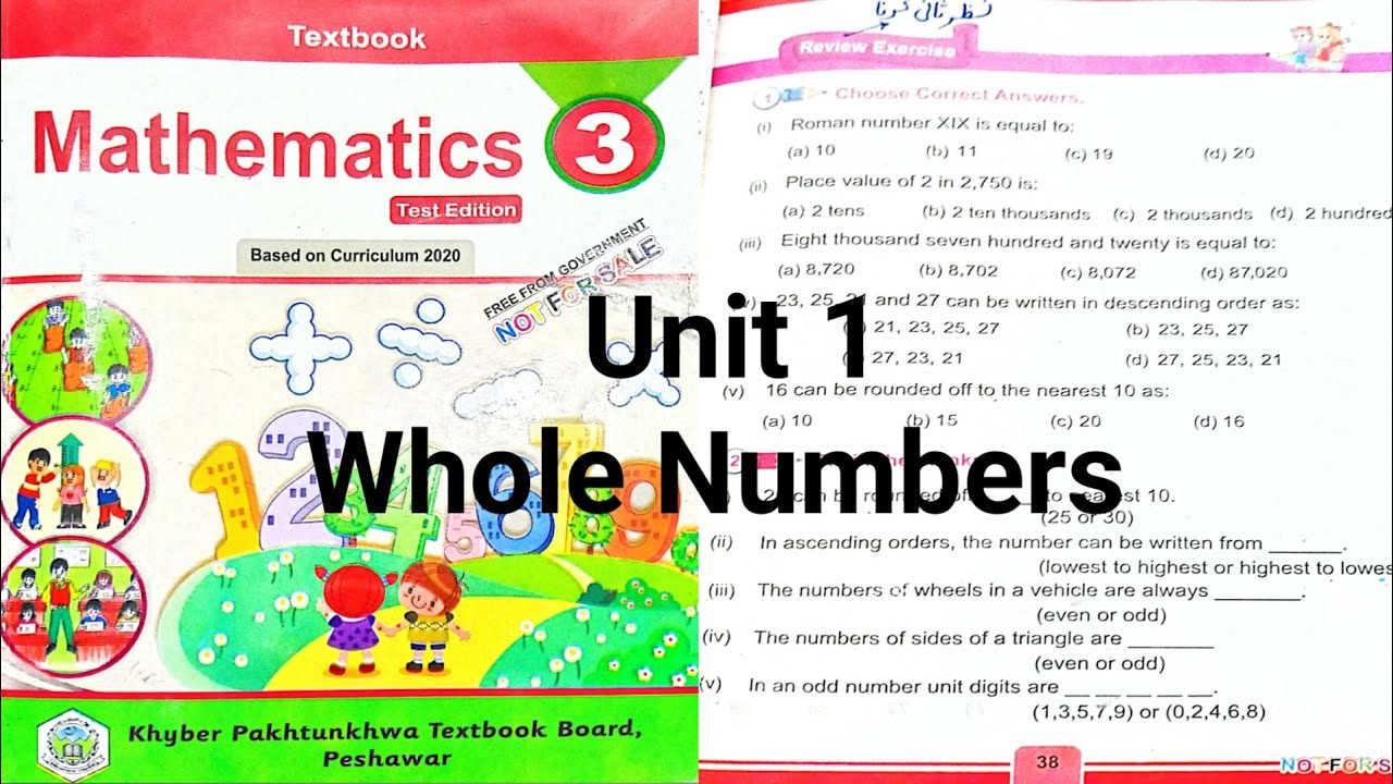 Class 3 Mathematics Unit 1 Whole Numbers lecture 12 in pashto (kpk book ...