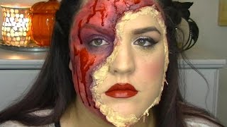 Halloween torn off face makeup tutorial
