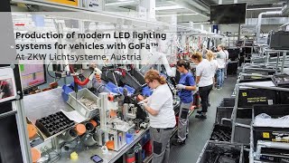 Production of modern LED lighting systems for vehicles with GoFa™ at ZKW Lichtsysteme, Austria