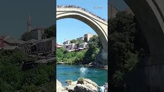 CRAZY JUMP ?  old bridge Mostar, Bosnia Herzegovina ?? water jump stari most balkan tradition