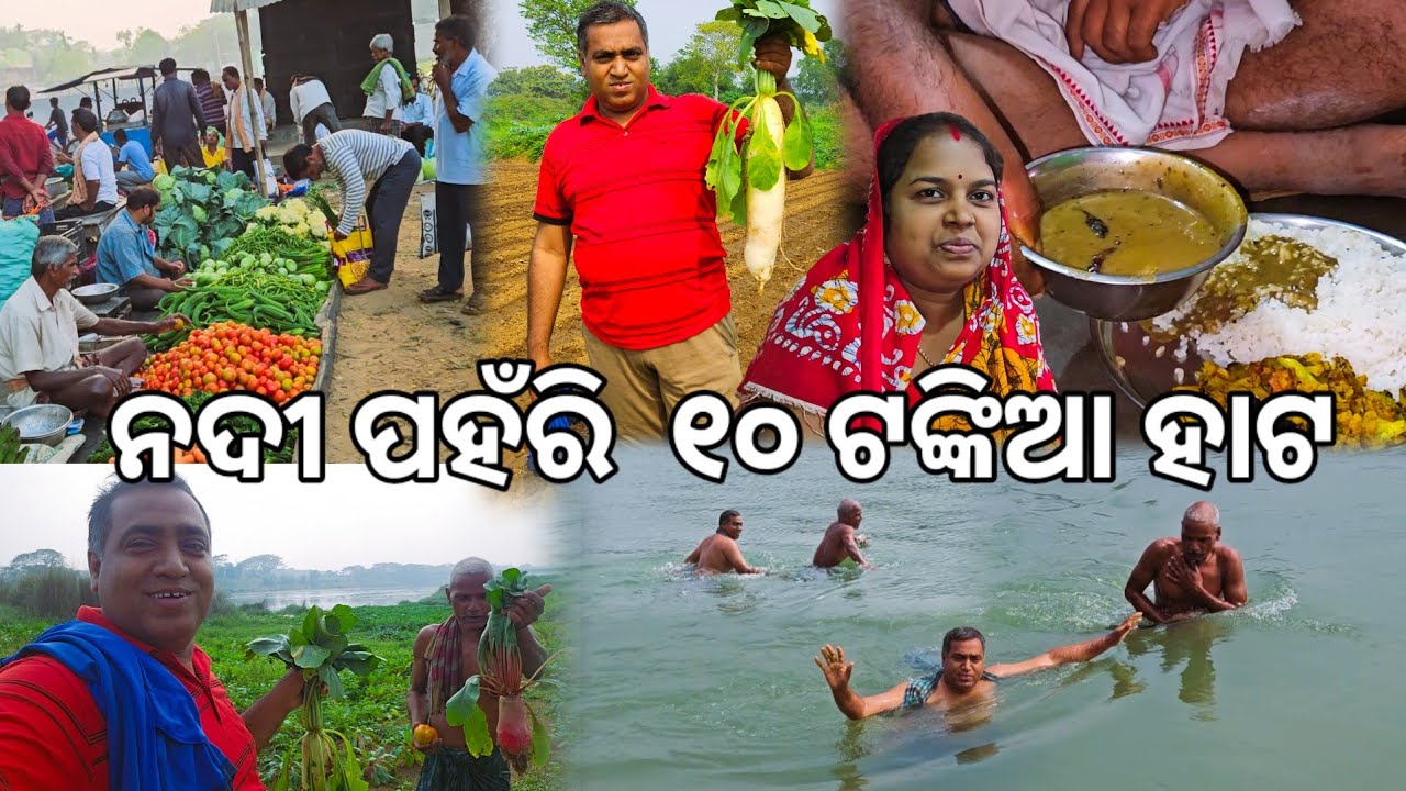 ନଦୀ ପହଁରି ଆଜି ୧୦ ଟଙ୍କିଆ ହାଟ l ଡାଲି ଭାତ l Gouranga Nayak Odia Vlogs