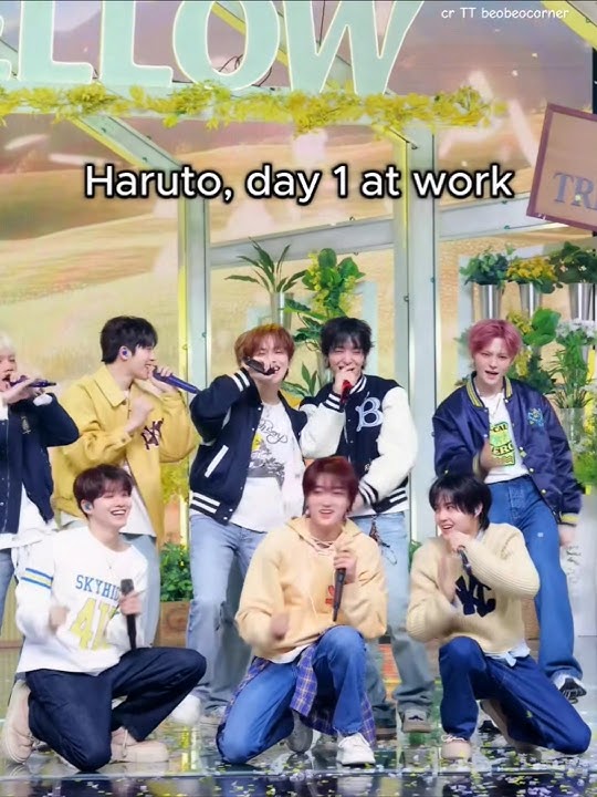 Haruto is like us😭 First day vs Last day at work🤣 #treasure #yellow #pleasure #트레저 #kpop #shorts