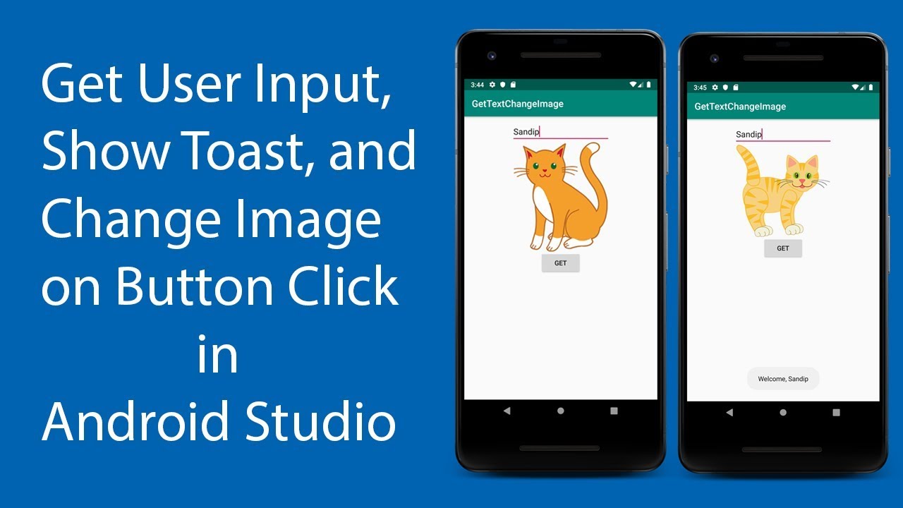 How To Get User Input, Show Toast Message And Change Image On Button Click In Android Studio