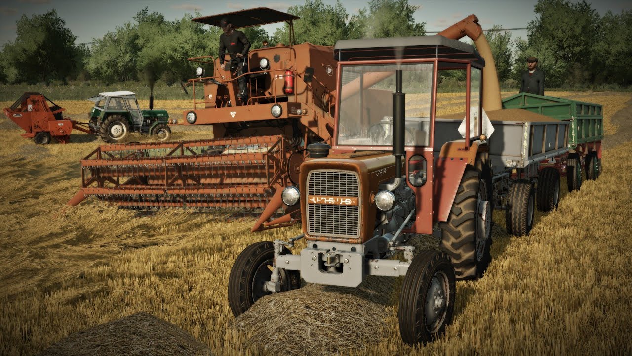 Wakacje w Boćkowie - Zaczynamy żniwa, pierwsze pole pod kosę Bizonem Antka.