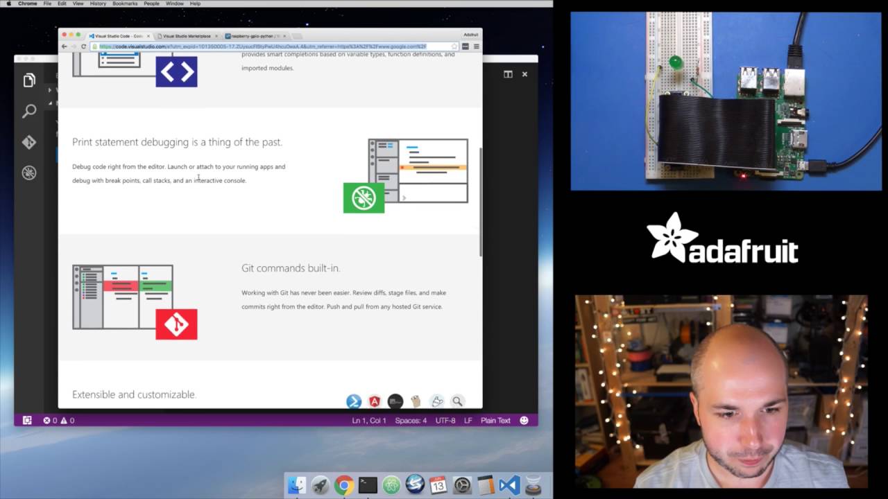 Raspberry Pi Quick Look at Visual Studio Code for Pi Python Coding w/ Tony  D! @adafruit #LIVE - YouTube