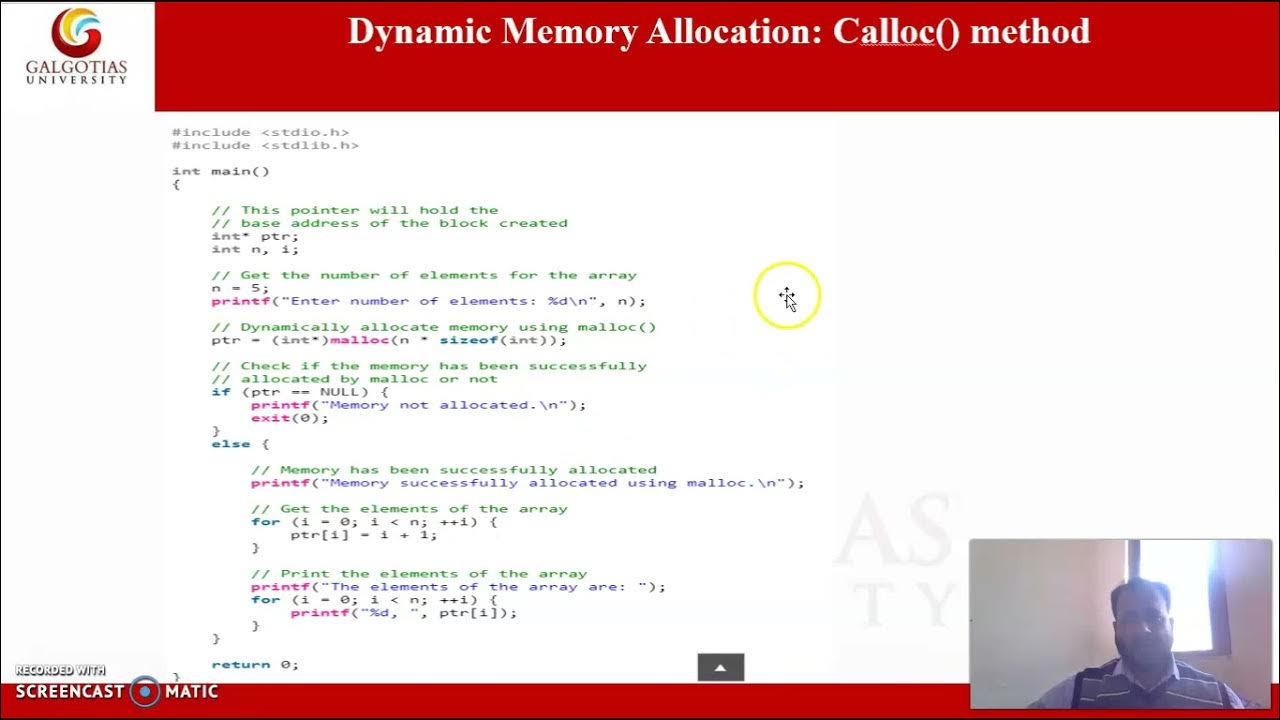 BSC01T1003, Programming for problem solving - C: Dynamic Memory ...