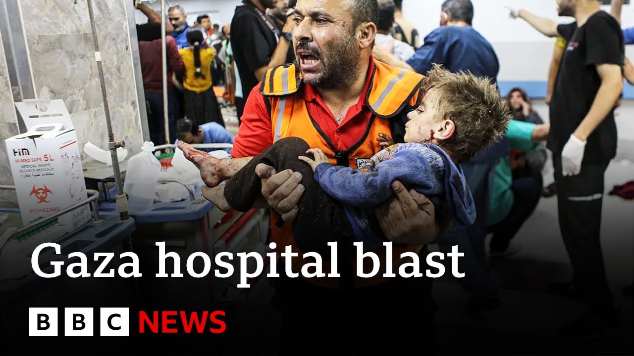 Gaza frontline report:  horrific aftermath of hospital explosion – BBC News