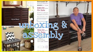 WAYFAIR Shoe Storage Cabinet and Shoe Bench | Unboxing and Assembly