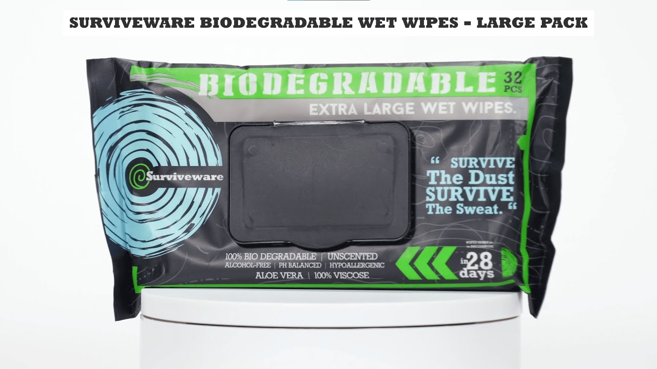 Surviveware Biodegradable Large Wet Wipes (Large Bag) YouTube